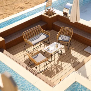 DANANG - Garden furniture set in rattan and grey metal