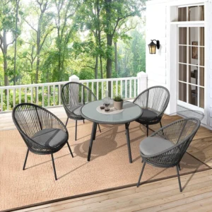 Votion Outdoor Patio Seating Set 4 Chairs and 1 Table Set (Grey)