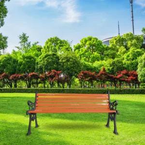 Crafty Cast Iron 3 Seater Garden Bench for Outdoor Park - (Black + Brown)