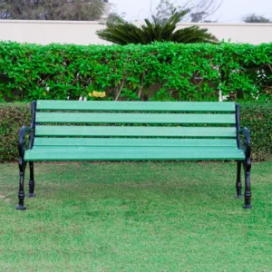 Brin Cast Iron 3 Seater FRP Garden Bench for Outdoor Park - (Green + Black) PBW-53