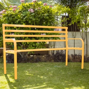 Vice Metal 3 Seater Garden Bench for Outdoor Park - (Yellow)