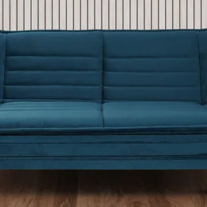 Eliane Velvet Convertible Sofa Cum Bed In Teal Blue Colour
