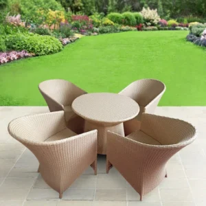 4 Seater Outdoor Dining Set In Fawn Matte Finish