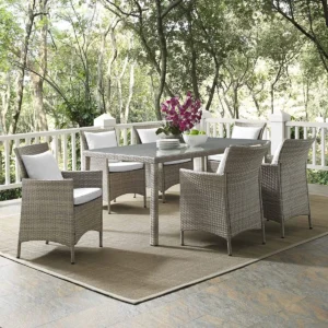 7 Piece Outdoor Patio Wicker Rattan Dining Set