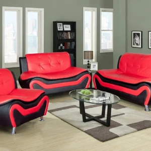 Fine Furniture Aldo (3 Piece) Classic Sofa Set, Black & Red