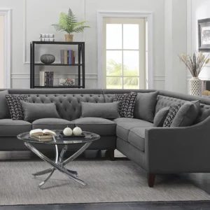 Home Chic Home Aberdeen Linen Tufted Down Mix Modern Contemporary Right Facing Sectional Sofa, Grey
