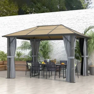 Gazebo with Aluminium Frame and Curtains