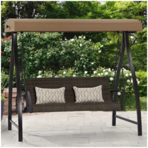 Two Seater Premium PE Rattan Wicker Outdoor-Indoor Canopy Swing With Stand