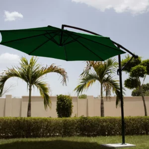 Destin Luxury Side Pole Garden Umbrella With Stand (Round, Green)