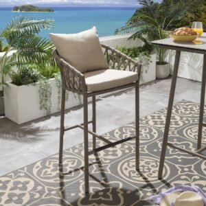 Hilario Outdoor Patio Bar Chair 1 Chair For Balcony Braided & Rope